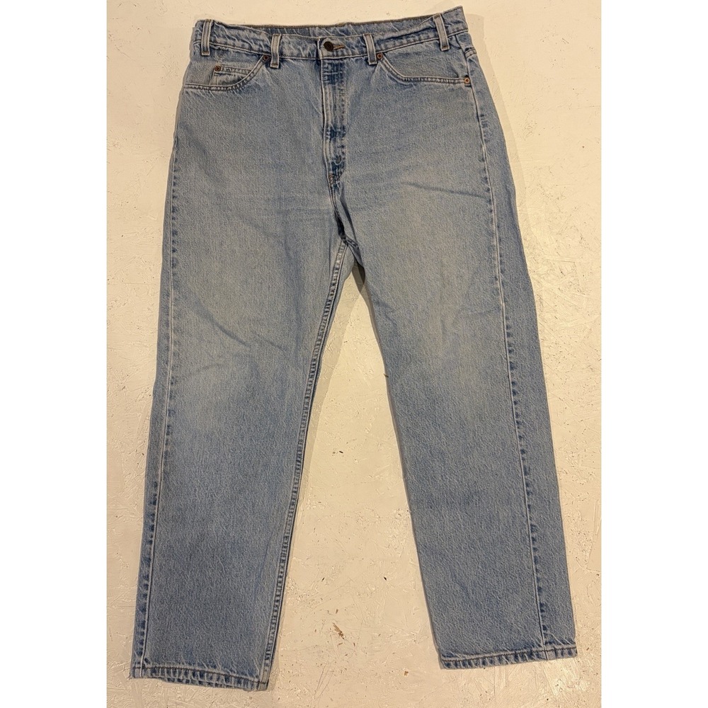 VINTAGE Levis 505 Jeans Mens‎ 38x30 Orange Tab Light Wash Denim 90s Straight Leg
